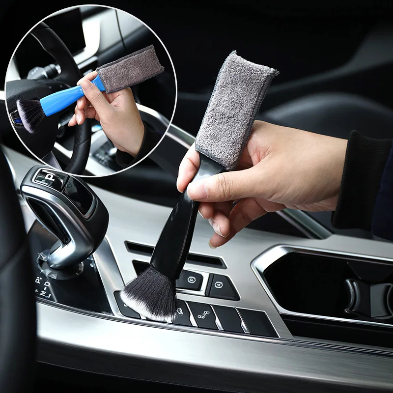 

2Pc Car Cleaning Tools Air Conditioning Air Outlet Cleaning Dust Removal Soft Brush Multifunctional Auto Interior Cleaning Tool
