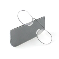 Compact Oval Metal Reading Glasses for Men - Nose Clip Design with High - Quality Finish and Protective Case (GRAY)