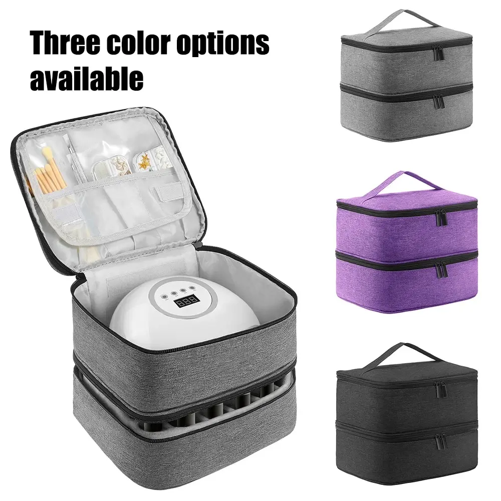 휴대용 네일 광택제 보관 가방, 에센셜 오일 가방, 화장품 네일 케어 키트, 네일 케어 도구 보관 상자, 더블 레이어 30 칸 