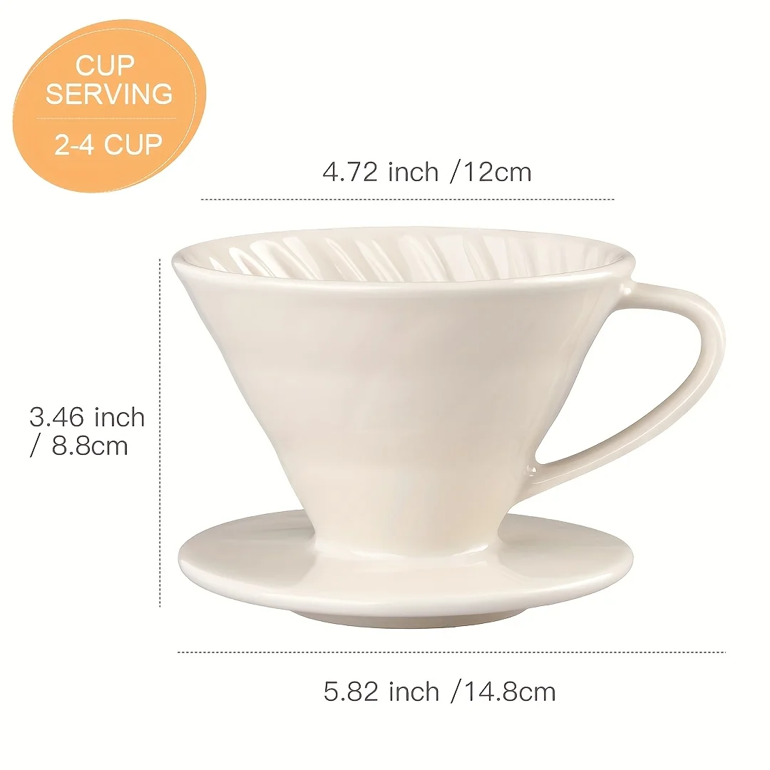 Premium Ceramic Pour-Over Coffee Dripper Set – Complete Coffee Brewing Kit with Mesh Filter for Travel and Outdoor Use