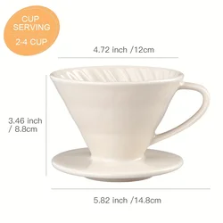Premium Ceramic Pour - Over Coffee Dripper Set - Complete Coffee Brewing Kit with Mesh Filter for Travel and Outdoor Use (Large white)