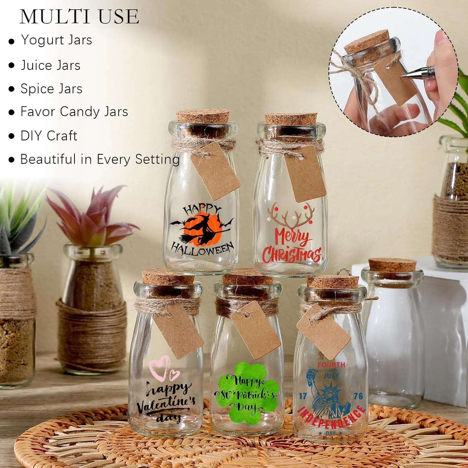 Mini Corked Glass Milk Bottle Favor Containers - 6 Pc.