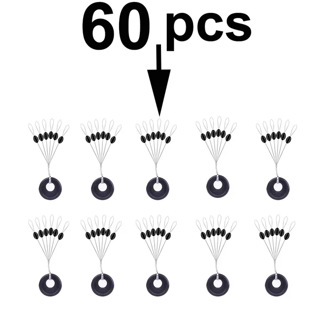 60 pcs 10 Group Rubber Silicon Space Bean Profession Fishing Float Resistance Anti-Strand fishing Line gear Connector Stopper 5