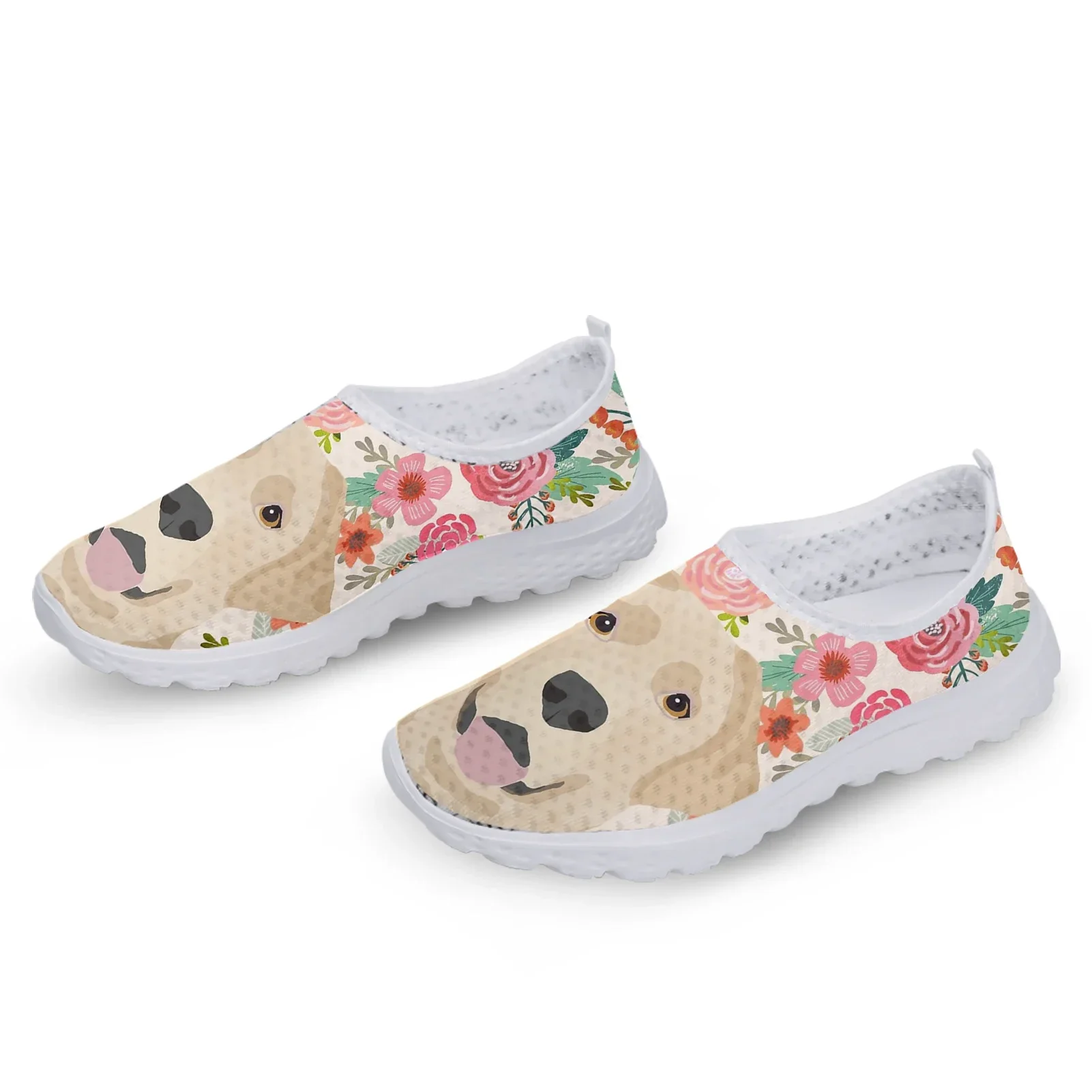 Cute Cartoon Golden Retriever Design Brand Loafers Comfortable Flat Summer Breathable Mesh Shoes Slip On Sneakers