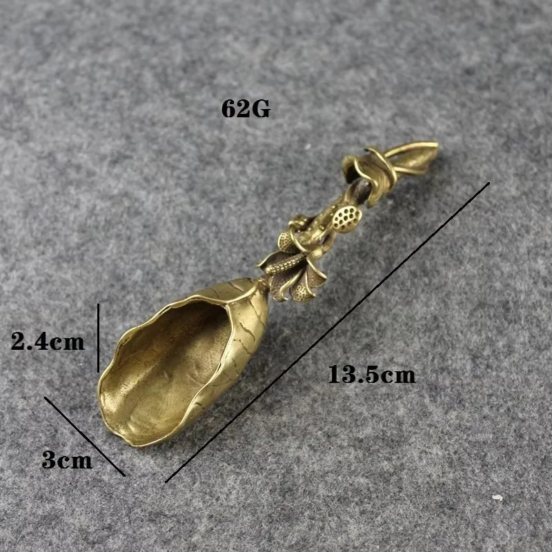 Creative Tea Scoops Shovel Brass Copper Lotus Root Bamboo Tableware Coffee Spoon Pet Ceremony Ice Cream