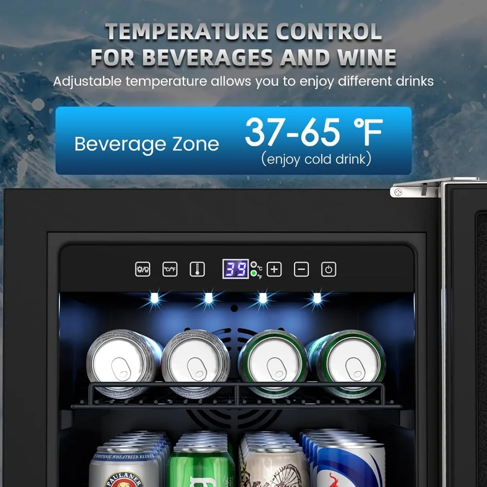 15 Inch Outdoor Beverage Fridge, Stainless Steel Beverage Cooler Under Counter Beer Fridge, Indoor/Outdoor Beverage Refrigerator 3