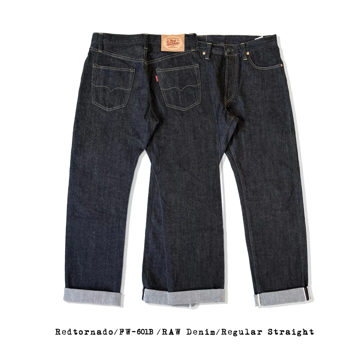 Red Tornado Lot 601B Black Jeans Straight Fit 14.5oz Selvedge Denim Pants Rinsed 5