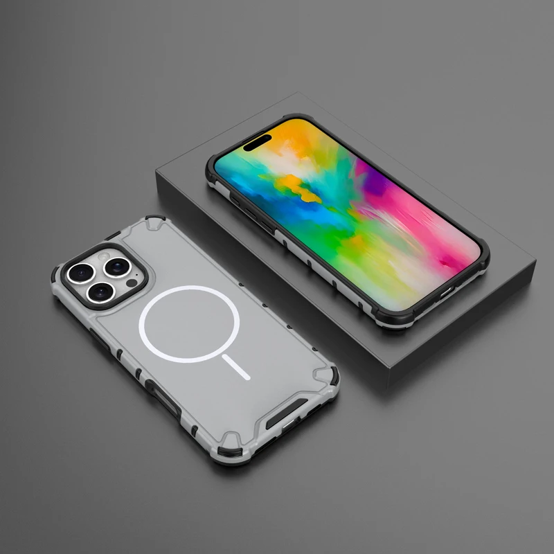 ELVEV Magnetic Anti-Drop Corrugated Texture Phone Case with Soft TPU Lens Protection