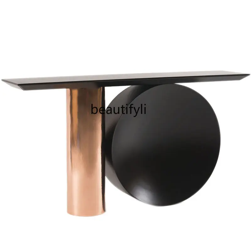 

zq Marble Console Tables Designer Sample Room Lobby Simple and Light Luxury Corridor Aisle Narrow Table against the Wall