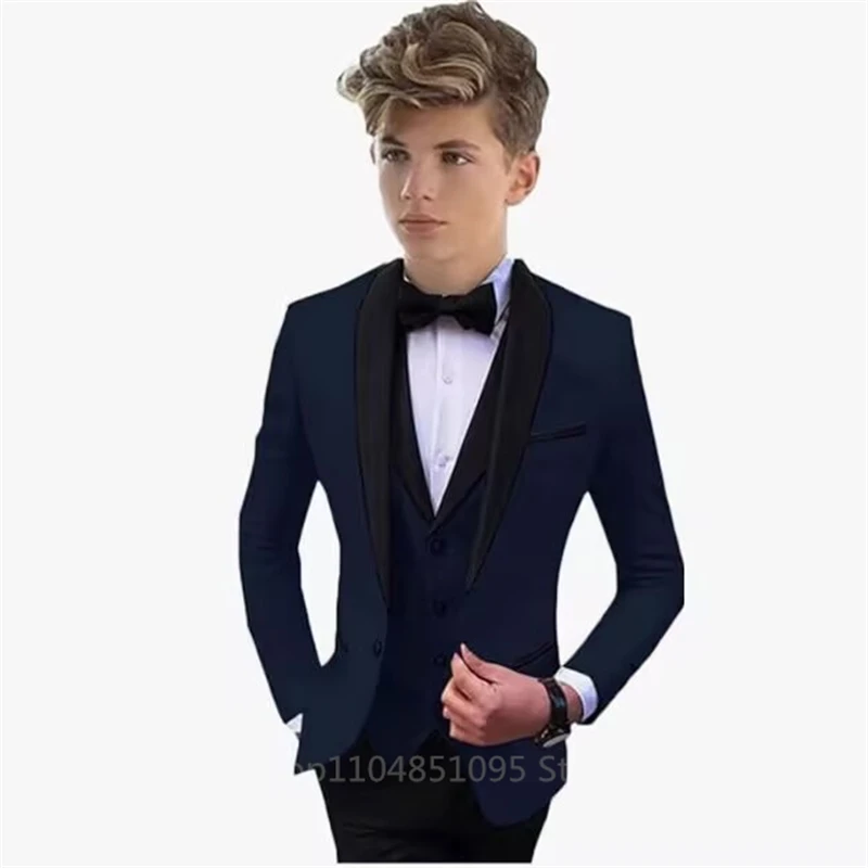 Dark Orange Handsome Boys Suit 3 Piece Suit Big Kids Wedding Suits 2-18 Years Old Party Prom Tuxedo Blazer Vest Pants for Boys