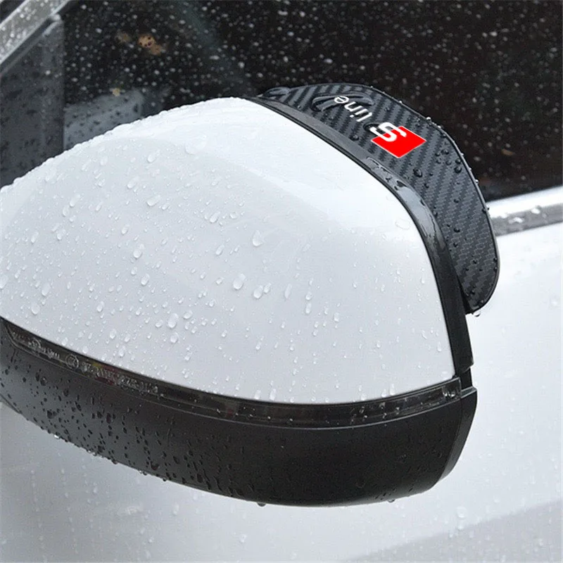 Carbon fiber Car Rearview Mirror Rain Eyebrow Sticker 2pcs For Audi S line A1 A3 A4 A5 A6 A7 A8 Q1 Q2 Q3 Q5 Q6 Q7 Q8 Accessories