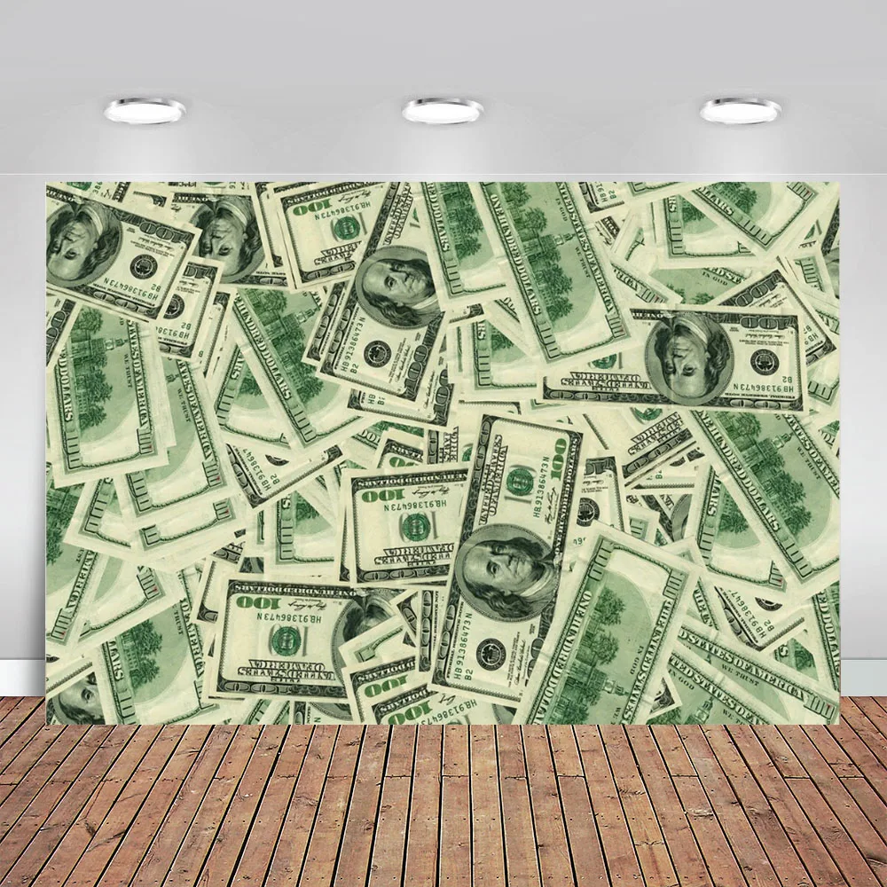 

100 долларов банкнот деньги зеленый день рождения фон Золотой блестящий фотография Декор пользовательский фон виниловый фото студия баннер