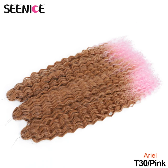 Ariel Curl Deep Wave Twist Crochet Hair Natural Synthetic Afro Curls Crochet Braids Ombre Braiding Hair Extensions For Women T30-Pink