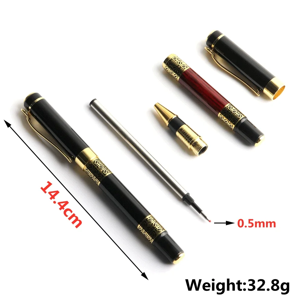 Roller Pen High Quality Hollow Out Sculpture Gel Pen Metal Golden Black Stationery Office School Supplies Writing Gel Pens 3