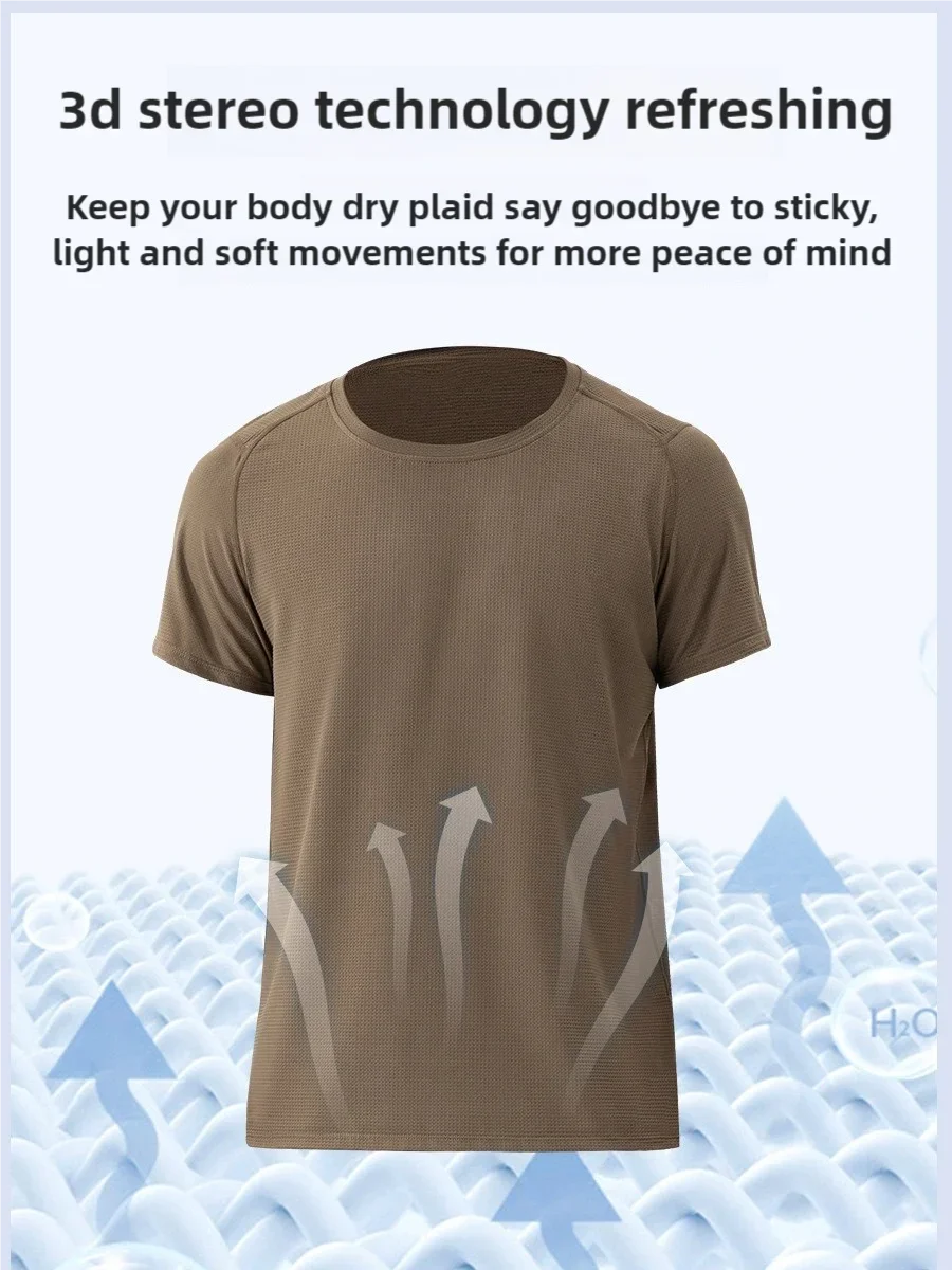 T-shirt casual larghe da uomo T-shirt da palestra a maniche corte T-shirt da corsa sportiva traspirante maschile T-shirt girocollo Camicie solide Abbigliamento uomo - immagine 4