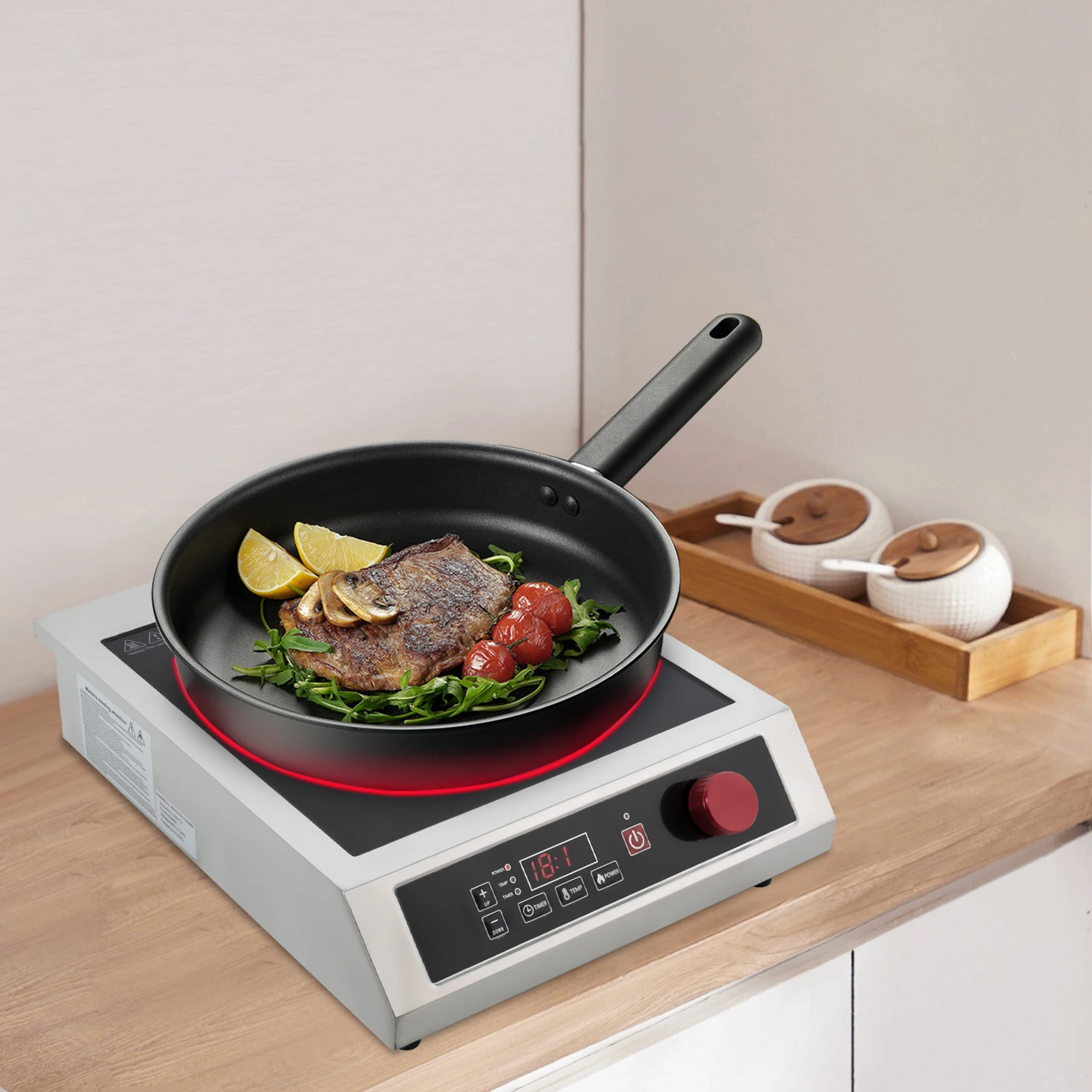 Y14 3500W Stainless Steel Induction Cooktop,110V Black Electric Induction Burner Tabletop 43*35*9cm for Commercial Places 5