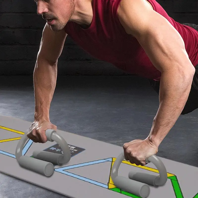 Strength Training Pushup Stands S Shape Pushup Handles Bar Home Gym Accessories Professional System With Non-Slip Mat For Floor
