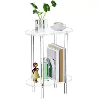 Clear Acrylic Oval End Table 2-tier Bedside Nightstand for Living Room Bedroom Home Decor Suitable for Living Room Bedroom 1