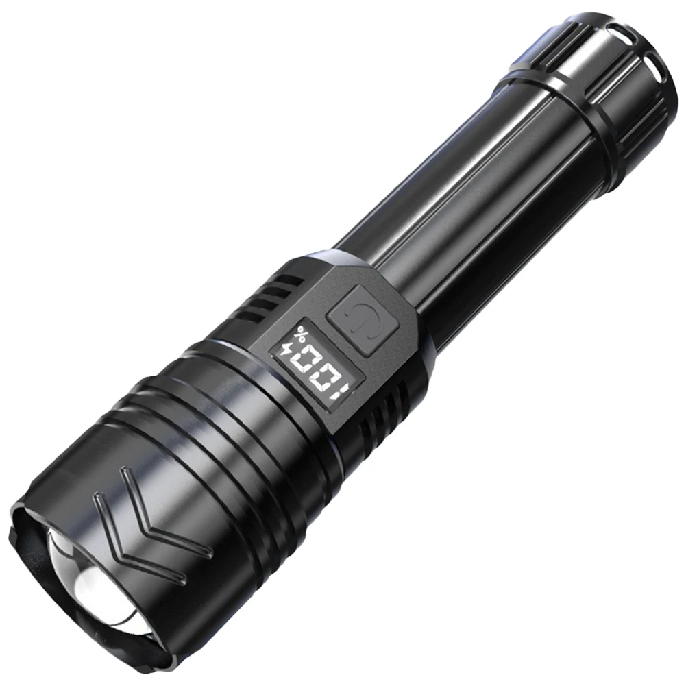 Handheld LED Flashlight USB Charging Super Bright Flashlight Power Display Brightest Flash Light for Power Outages