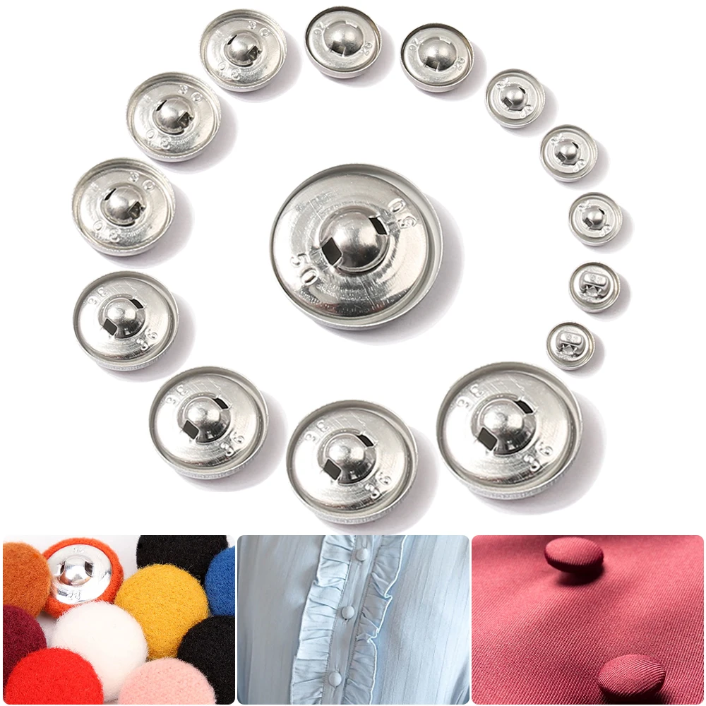 100sets/lot 16L-60L Fabric Covered Button Aluminum Base Round Bread Shape Buttons for Diy Cloth Coat Sewing Accessories