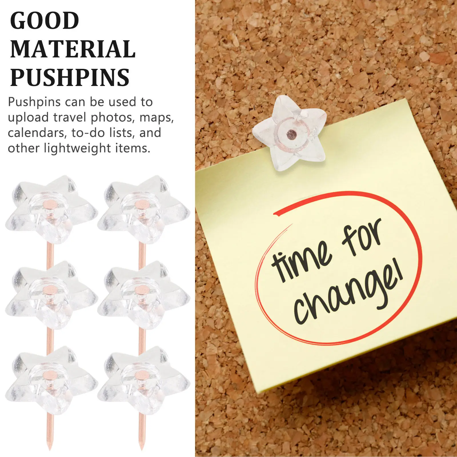 100Pcs 투명한 별 모양의 압정 플라스틱 푸시 핀 게시판지도 사진 벽을위한 창조적 장식 드로잉 핀