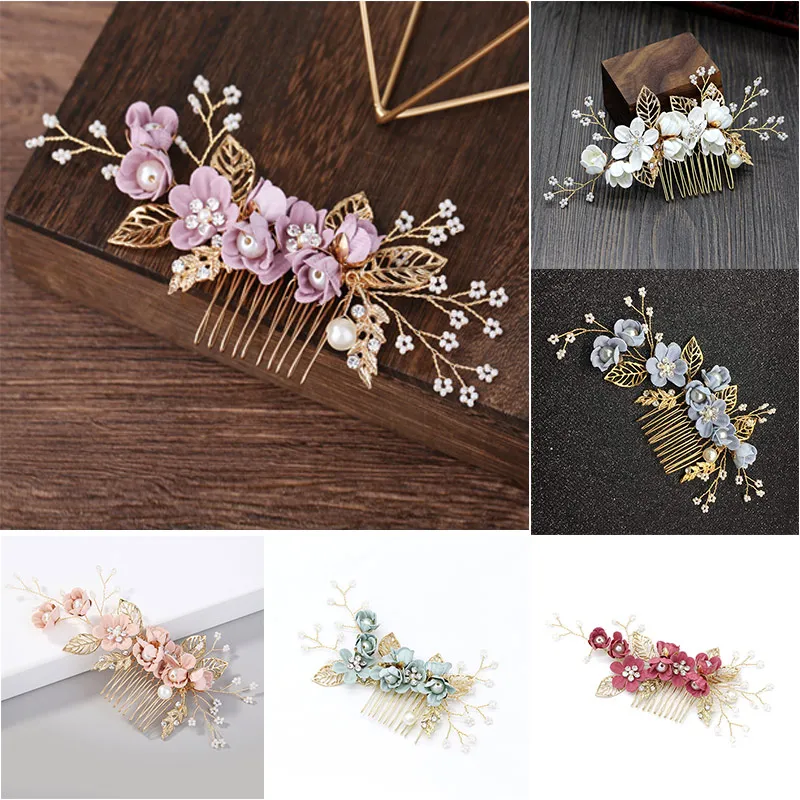 Hair Jewelry Flower Hair Combs Gentle Color Stable Grip Headpiece DIY Accessory Styling