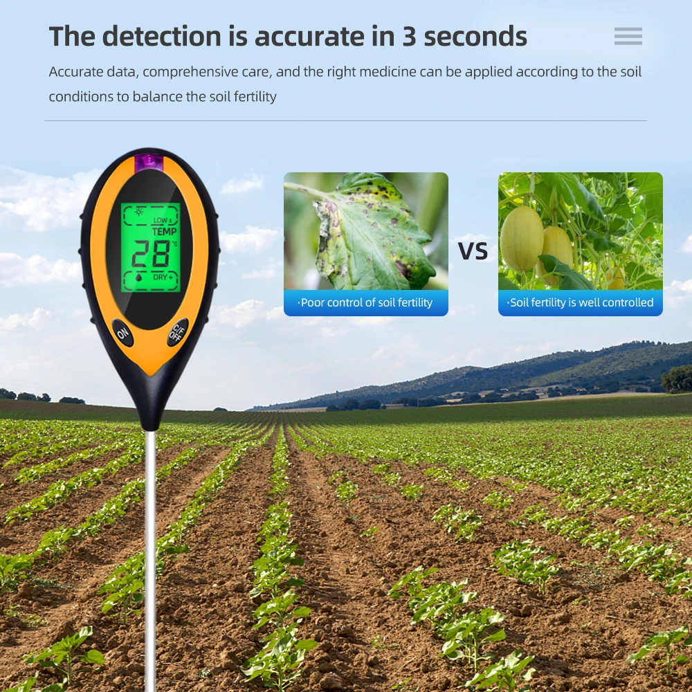 Soil Tester PH Meter 2/3/4/5 in 1 Moisture Temperature Sunlight Intensity