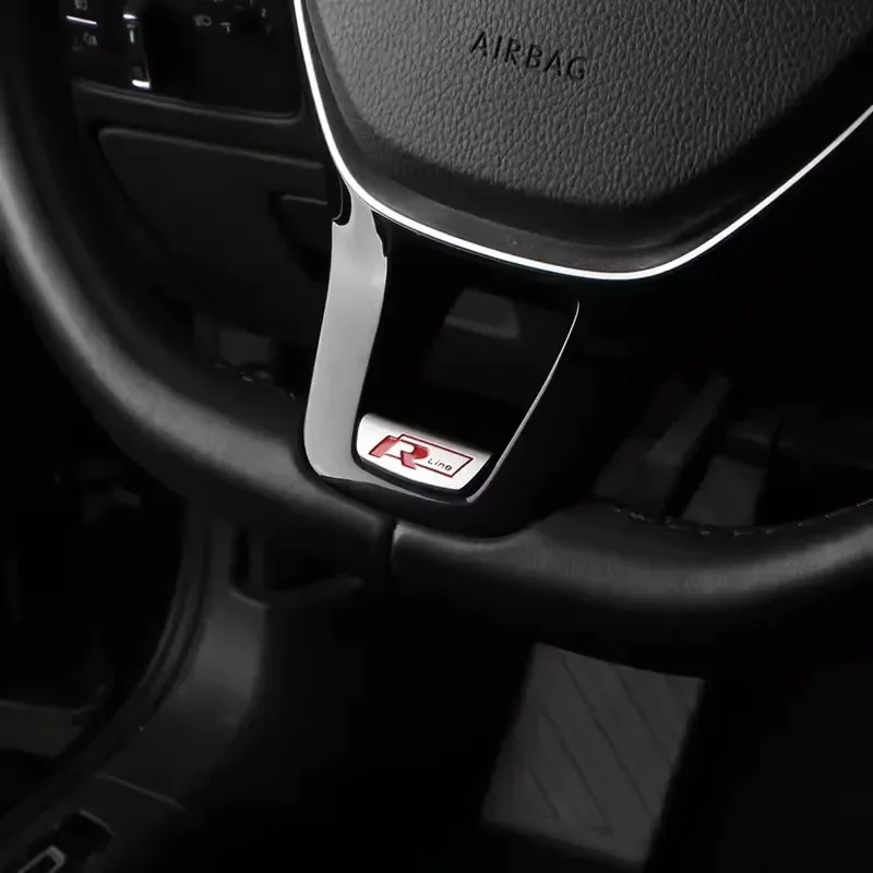 폭스바겐 폴로 골프 MK7 MK5 파사트 티구안 R라인 아테온 투아렉 타이고 캐디 제타용 자동차 엠블럼 배지 스티어링 휠 스티커 장식