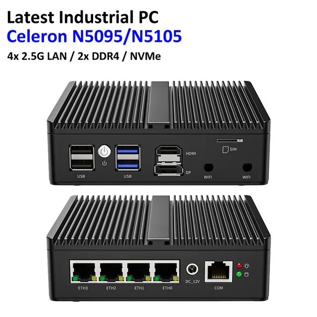 Безвентиляторный мини-ПК Intel Alder Lake N100 N5105 Soft Router 4x Intel 226 2,5 ГБ ПК LAN HD DP pfSense Firewall Appliance ESXI AES-NI 1