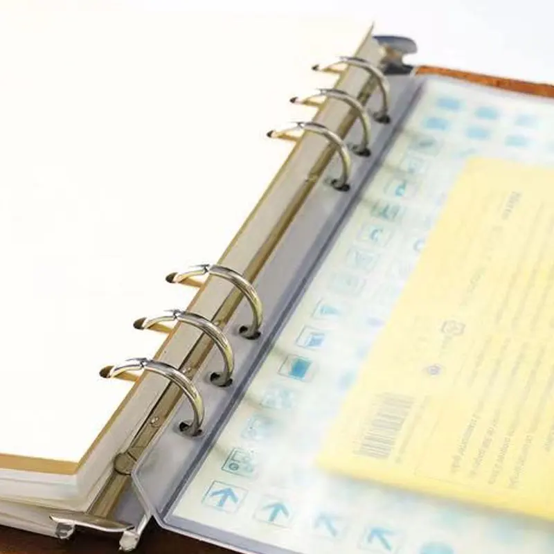 10pcs/Set A5 A6 A7 Pouch 6 Holes Transparent Card Book Loose-Leaf Bills Bags Binder Refill Inner Storage Organizer Holder Pocket