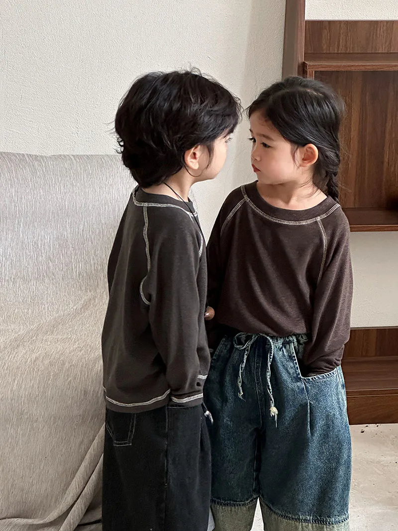 Autumn Kids Color Block Loose Fit Undershirts