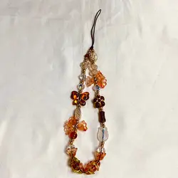 Elegant Women's Beaded Phone Charm Strap & Keychain with Anti - Lost Lanyard - Other (Orange)