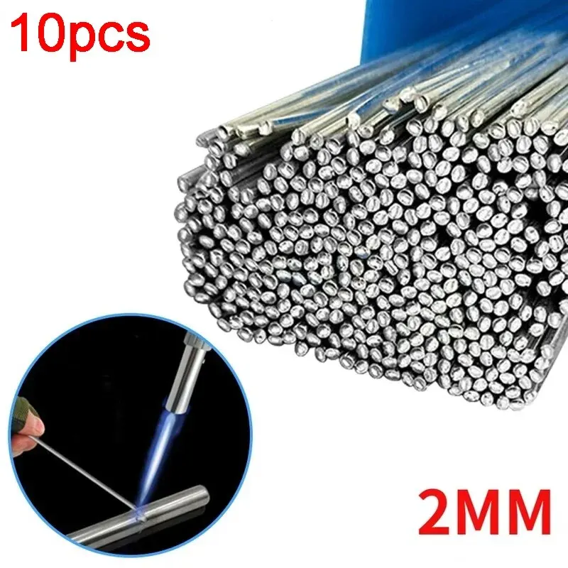 Aluminum Welding Rods 10Pcs 2mm Low Temperature Easy Melt Aluminum Universal Silver Welding Rod Cored Wire Rod Solder No Need Solder Powder Weld Bar