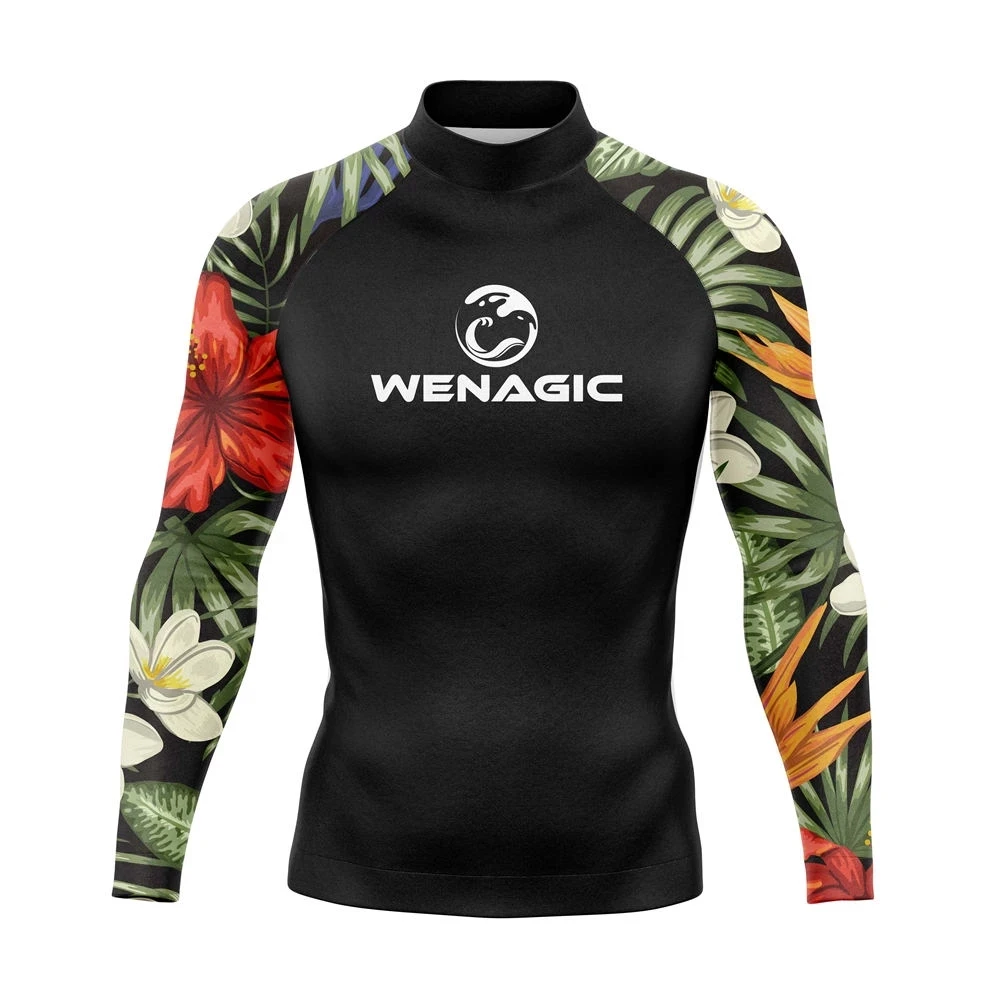 Men Swimsuit T-shirt Beach UV Protection Swimwear Rash Guard Long Sleeve Surfing Diving Swimsuit Surf T-shirt Rashguar UPF 50