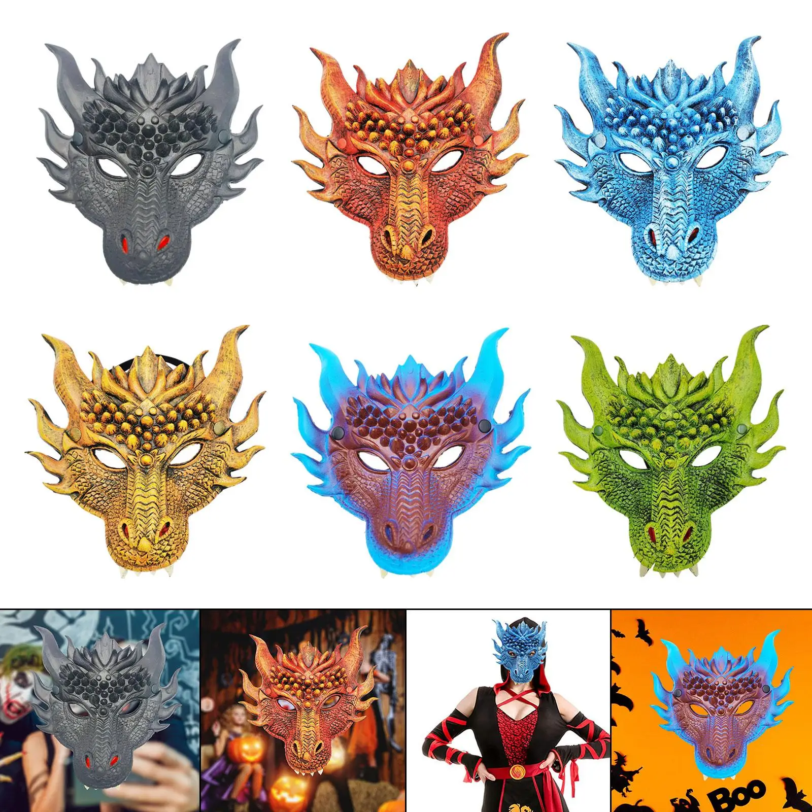 

Halloween Cosplay Mask Scary Dragon Face Mask Cosplay Mask Adult Festive Costume Decoration for Club Movie Theme Role Play