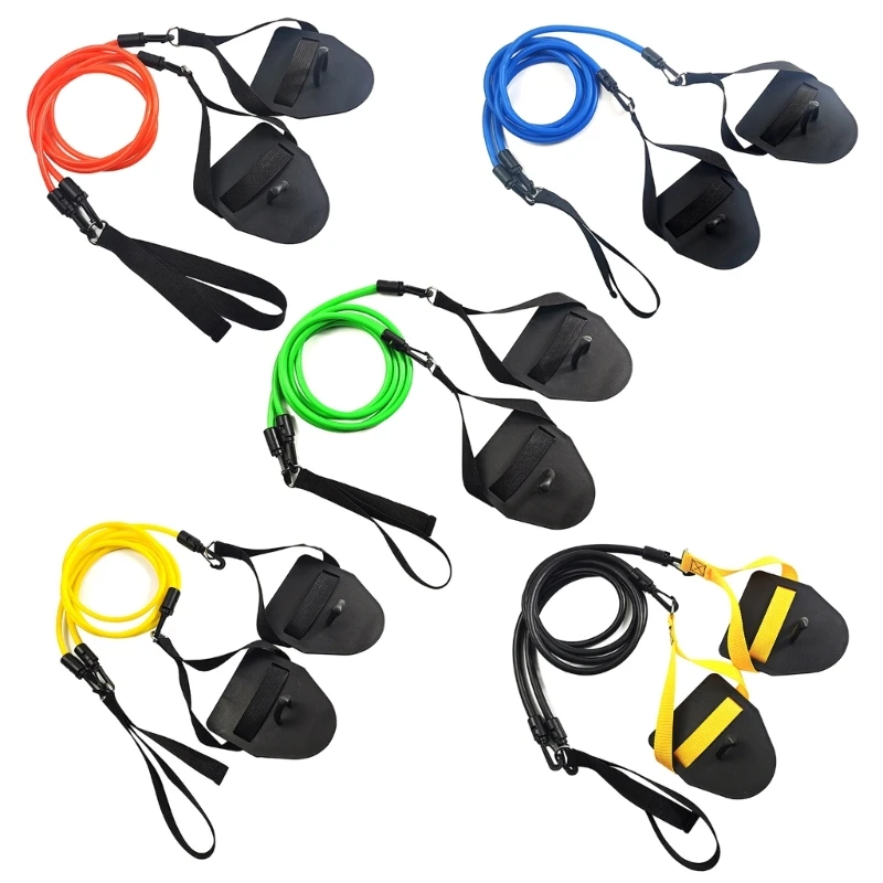 

Swimming Resistance Bands with Hand Paddles, Stretch Cord, Fitness Bands for Swimming Training, Arm Strength Exercise A2UF