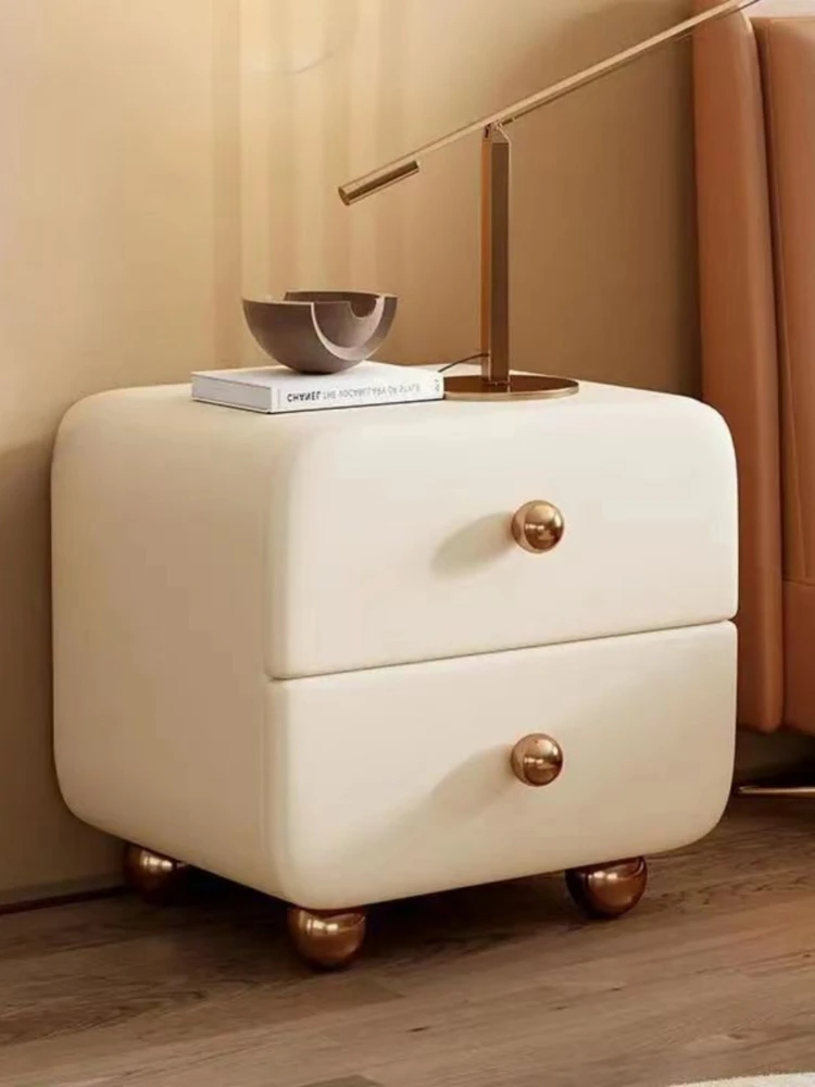 *Bedside table Small solid wood bedroom Easy installation-free household locker