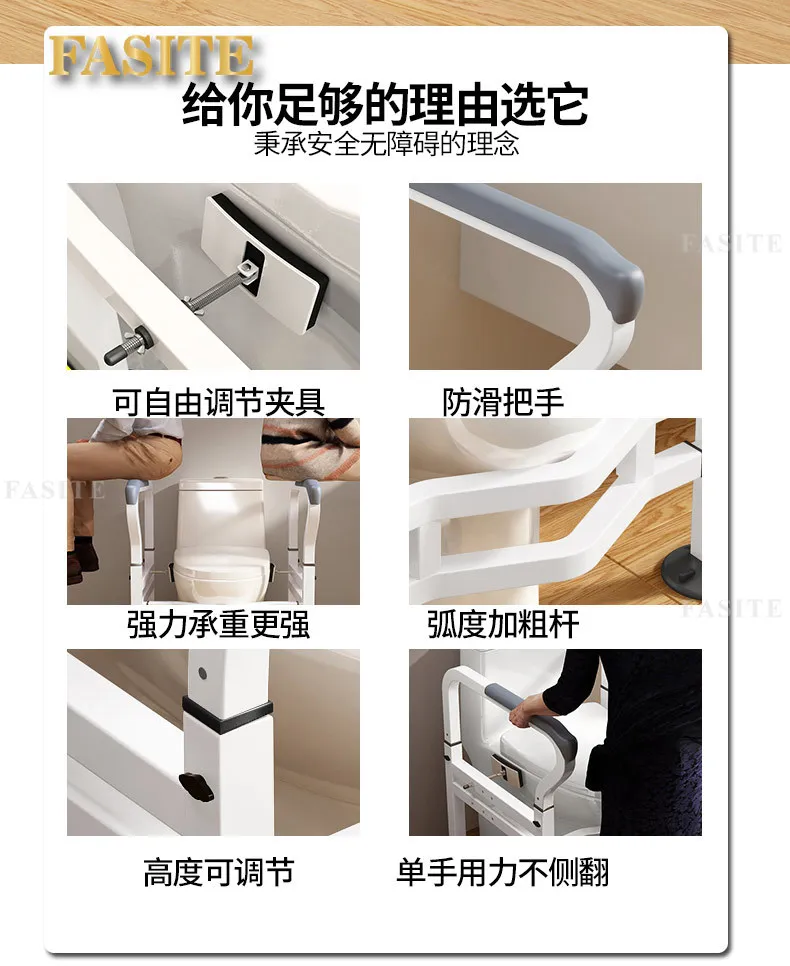 Description Picture 4 of itemSafety Support Grab Bars Fixed Suction Cup Toilet Handle Grab Bars Shower Disabled Suporte Banheiro Bathroom Safety Accessories