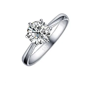 925 Sterling Silver Crystal Zircon Ring – Women’s Classic Wedding Jewelry