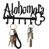 Black Metal Key Holder Multipurpose Decorative Alohomora Letter Hat Towel Rack Wall Mounted wih 5 Hooks Bathroom 1