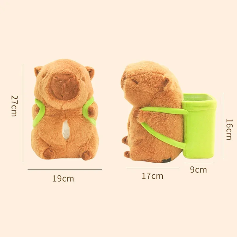 27cm Car Trash Bins Cute Capybara Tissue Box Interior Trash Car Storage Bucket Female Umbrella Key Phone Storage Box