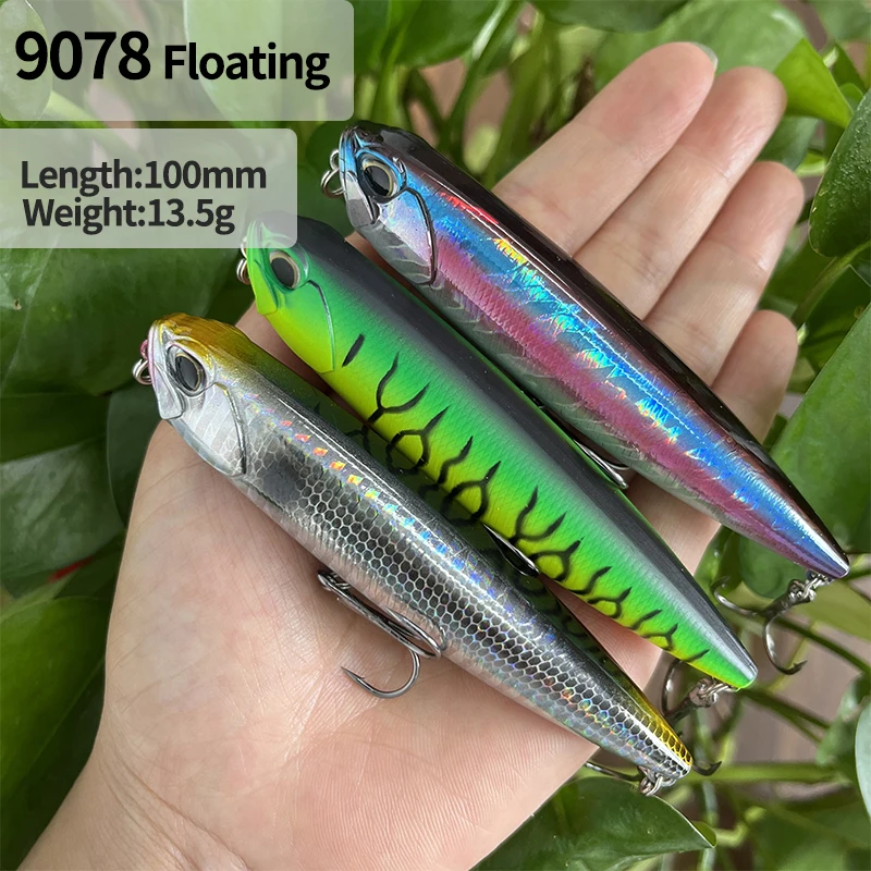 Topwater Pencil Fishing Lures Floating Walk the Dog Plastic Swimbait Wobbler Artificial Hard Bait Fishing Equipment 100mm 13.5g