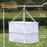 1pc Drying Rack 1-3 Layers Folding Fish Mesh, Non-Toxic Polyester Fiber Netting, Hanging Drying Fish Net, for Shrimp Fish Fruit 2