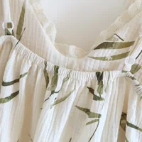 2026 Summer New Women's Two Piece Set of 100% Pure Cotton Crepe Cloth with Chest Cushion Sleepwear Sweet and Cute Home Fury - Image 6