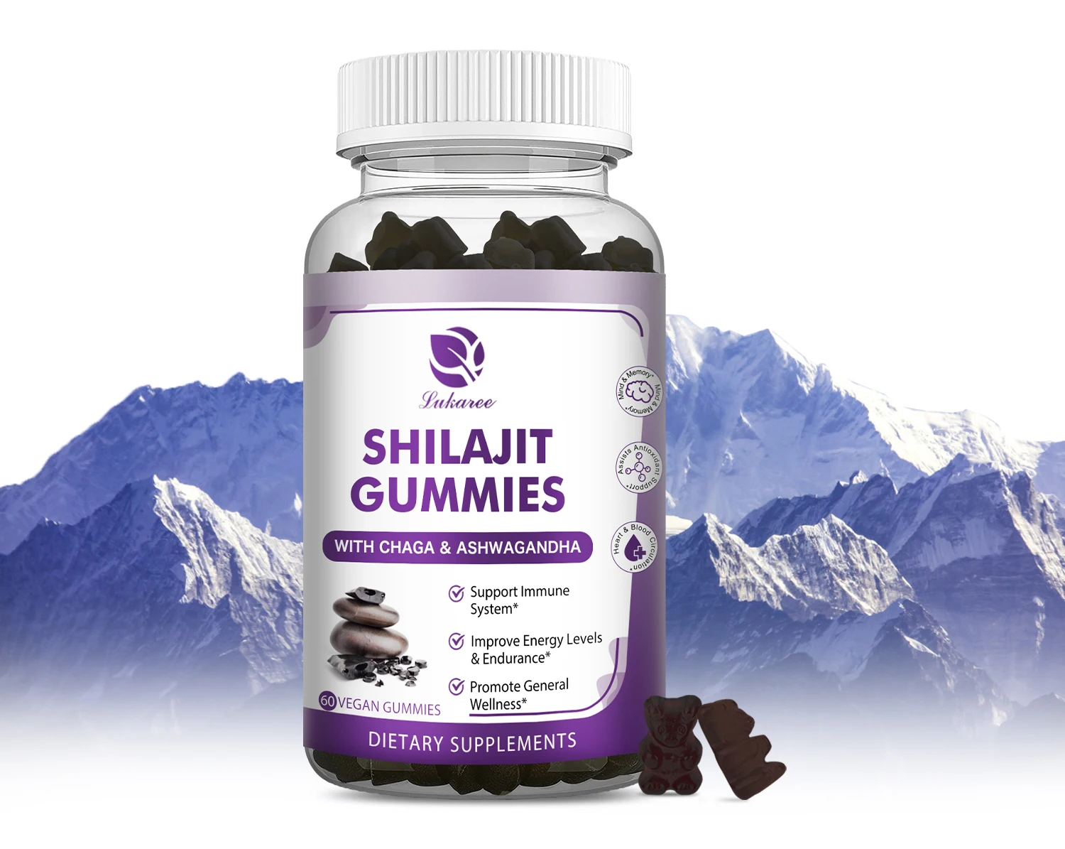 

Lukaree 6000mg Himalayan Shilajits Original Gummies Natural Minerals Shilajit Brain Focus & Memory Supplements Gifts for Men