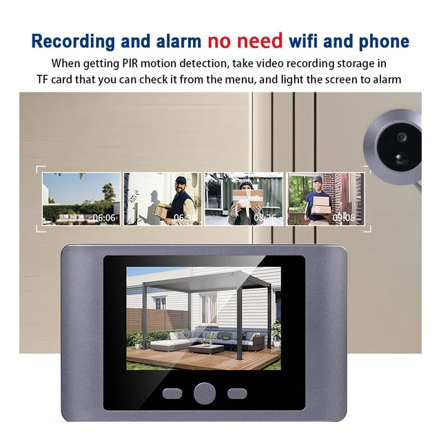Front Door Peephole Camera PIR Motion Detection Digital Door Viewer IR Night Vision Digital Peephole Eye Viewer 2.8 Inch 2000mAh 2