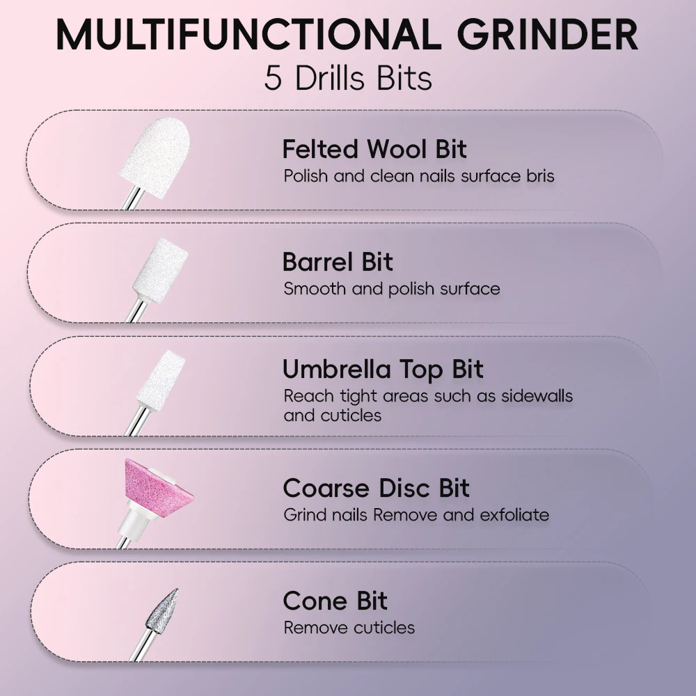 Cordless Electric Nail Drill Kit, Rechargeable Nail Drill Machine for Acrylic Removal, Manicure Pedicure Nail Set for Beginner