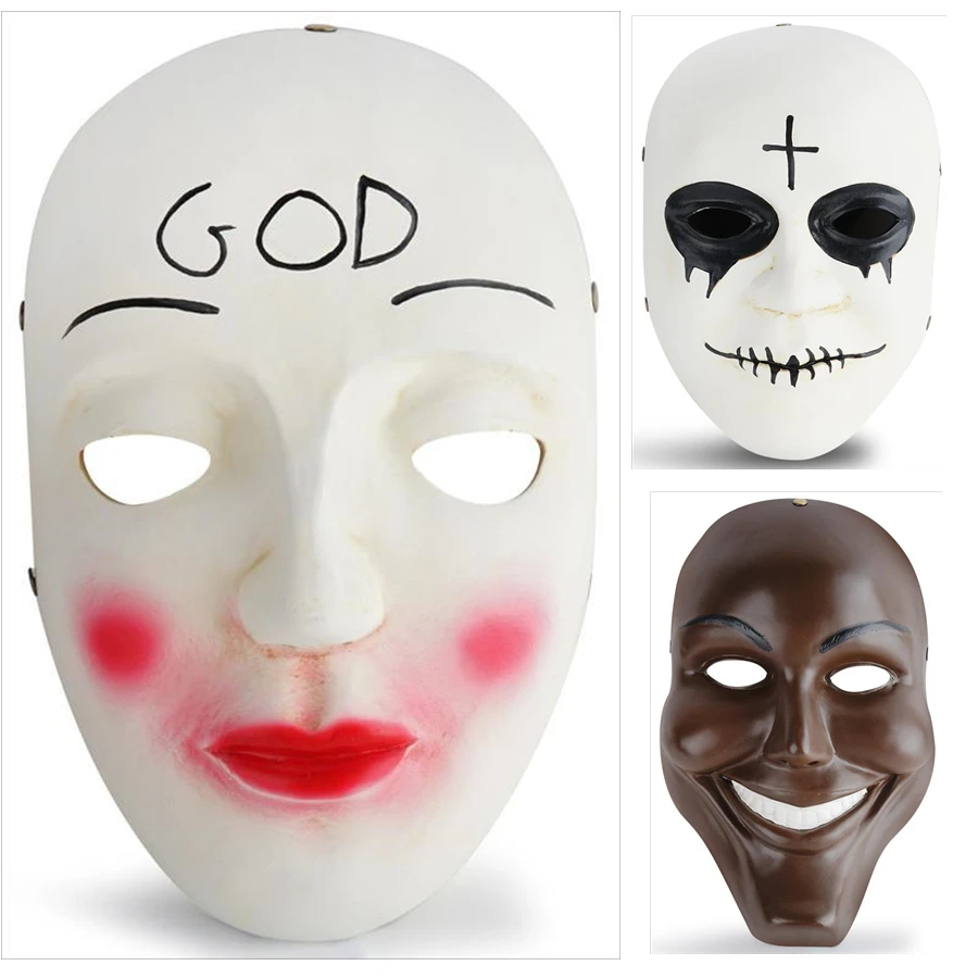 

Halloween Christmas Carnival Costumes James Demonaco Movie Cosplay Party Props Resin Replica Laugh Cross God The Purge Mask