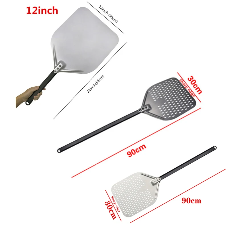 12 14 Inch Big Pizza Peel Shovel Spatula Black Pizza Turning Hard