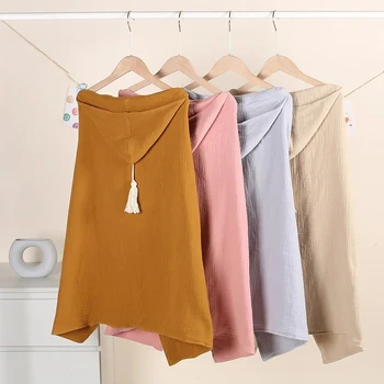 Asciugamano da bagno con cappuccio per bambini Coperta per la ricezione Mussola di cotone 4 strati di garza Swaddle Asciugamano avvolgente Mantello Accappatoio Mantello Poncho per bambini Chi